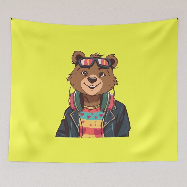 Item preview, Happy Teddy Bear Mascot – Heart Pattern Shirt & Soft Vibe Art designed and sold by Oriam Vision - Gaia Essence.