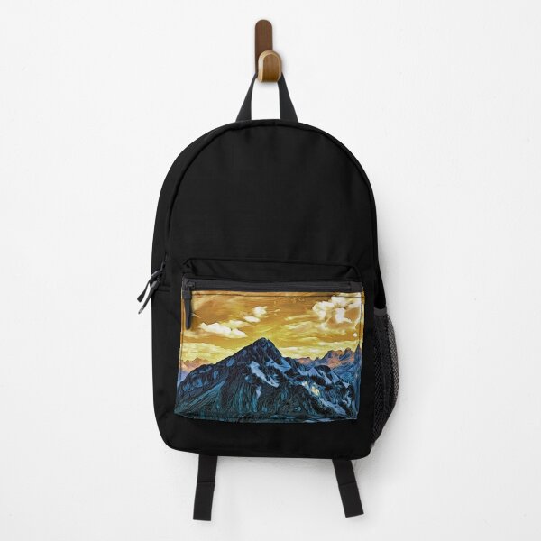 Item preview, Fairytale Mountain Panorama – Dreamlike Alps in Moku Hanga Style / Swiss Artwork Photography designed and sold by Raphael Wolf.