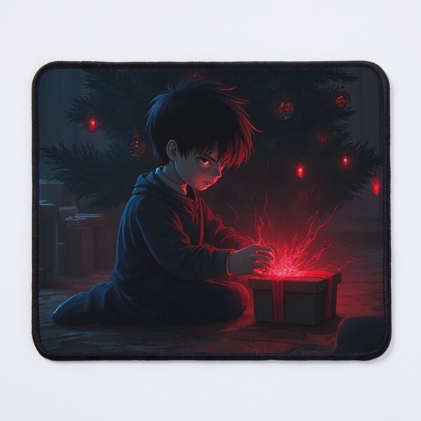Item preview, Dark Anime Scary Boy Opening Gift by Christmas Tree designed and sold by OhmAuraArt.