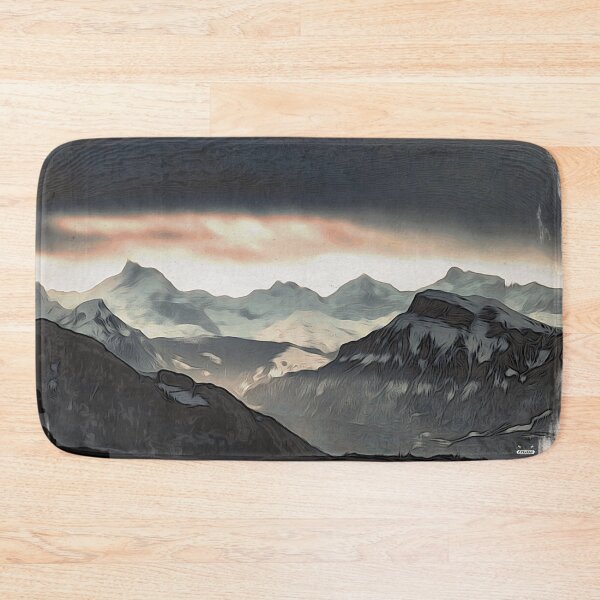 Item preview, Evening glow in the Alps – Winter dramaturgy in the Moku Hanga style / Swiss Artwork Photography designed and sold by Raphael Wolf.