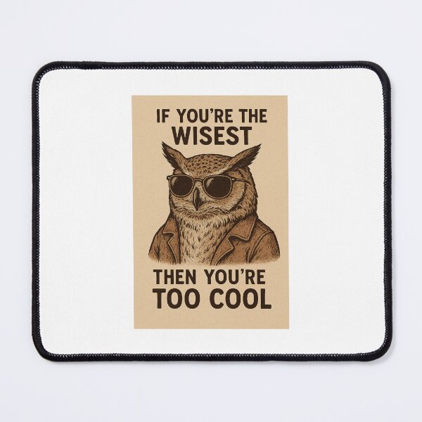 Item preview, “Cool Owl Illustration – Retro ‘If You’re the Wisest Then You’re Too Cool’ Animal Art” designed and sold by WhimsyByPaul.redbubble.com.