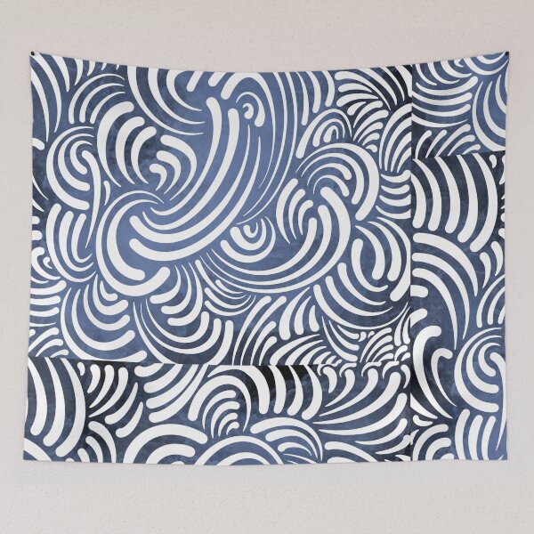 Item preview, Arctic Flow – Abstract Pattern in White and Blue designed and sold by astermoonleaf.
