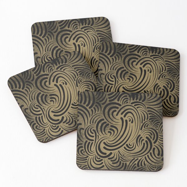 Item preview, Golden Noir – Abstract Pattern with Black Lines designed and sold by astermoonleaf.