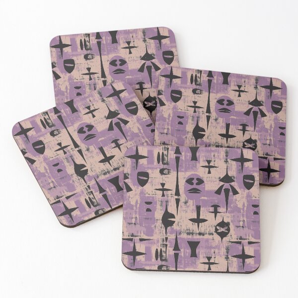 Item preview, Totemic Symbols and Geometric Shapes in Purple, Black & Beige – Mystic Maskerade designed and sold by The Print Parlor.