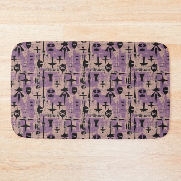 Item preview, Totemic Symbols and Geometric Shapes in Purple, Black & Beige – Mystic Maskerade designed and sold by The Print Parlor.