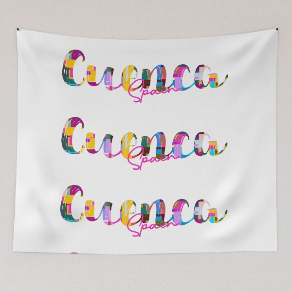Aperçu de l'œuvre Cuenca, Espagne, art typographique abstrait et vibrant de la ville créée et vendue par Wanderful-roads.