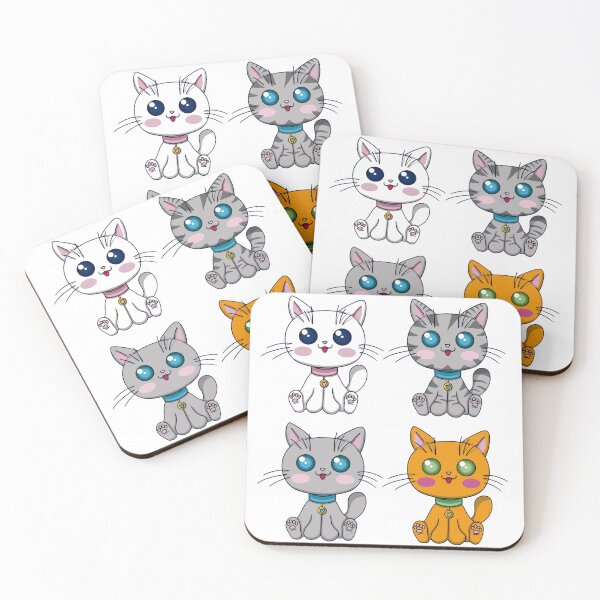 Item preview, 4 happy kawaii cats designed and sold by EyeTrickster.