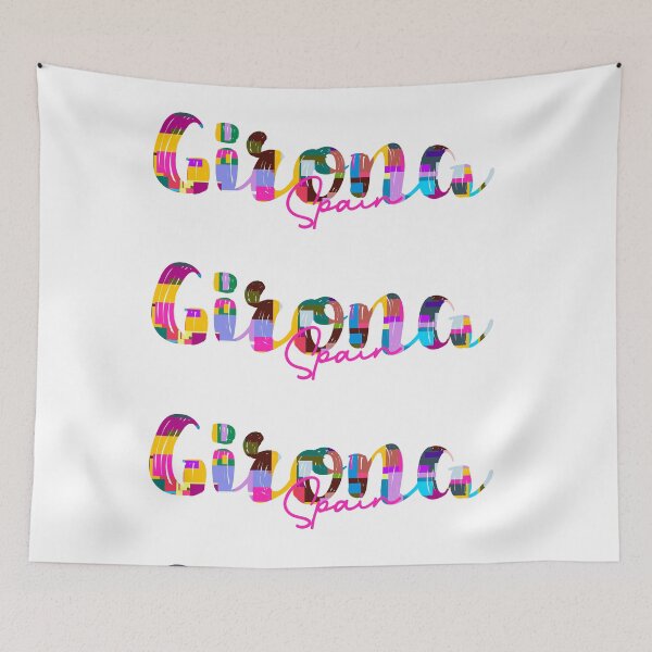 Item preview, Girona, Spain, Vibrant Abstract City Typography Art designed and sold by Wanderful-roads.