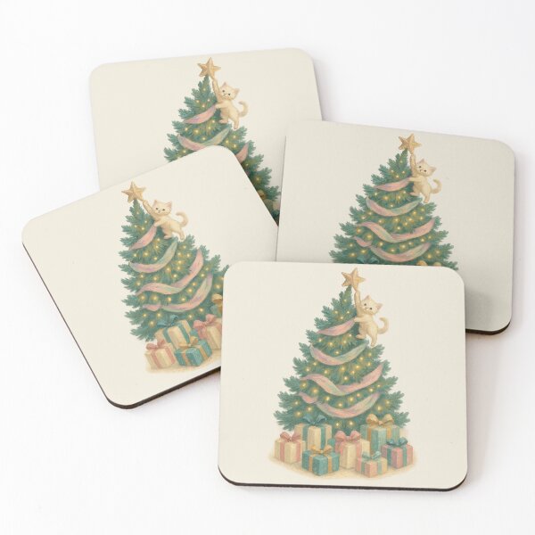 Item preview, Nutcrackercore Christmas Tree with Playful Kitten – Dreamy Painterly Holiday Illustration designed and sold by Graphicarium Shop.