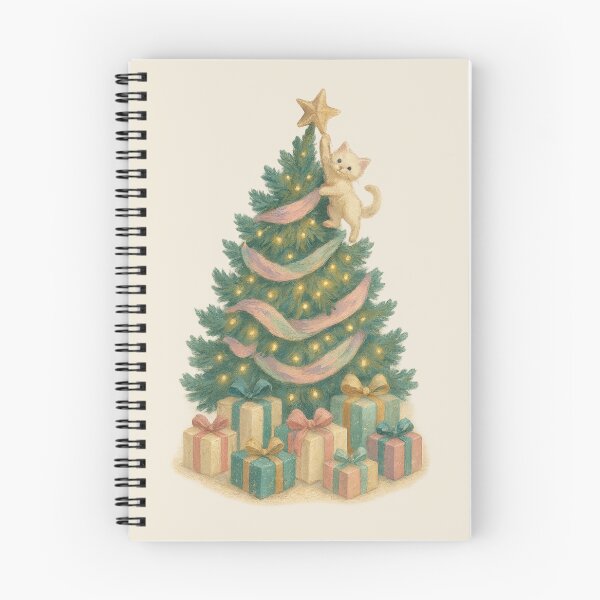 Item preview, Nutcrackercore Christmas Tree with Playful Kitten – Dreamy Painterly Holiday Illustration designed and sold by Graphicarium Shop.