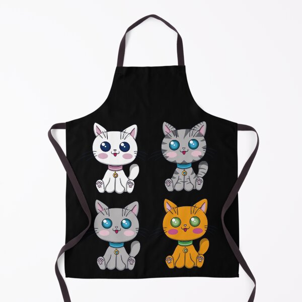 Item preview, 4 happy kawaii cats on a black background designed and sold by EyeTrickster.