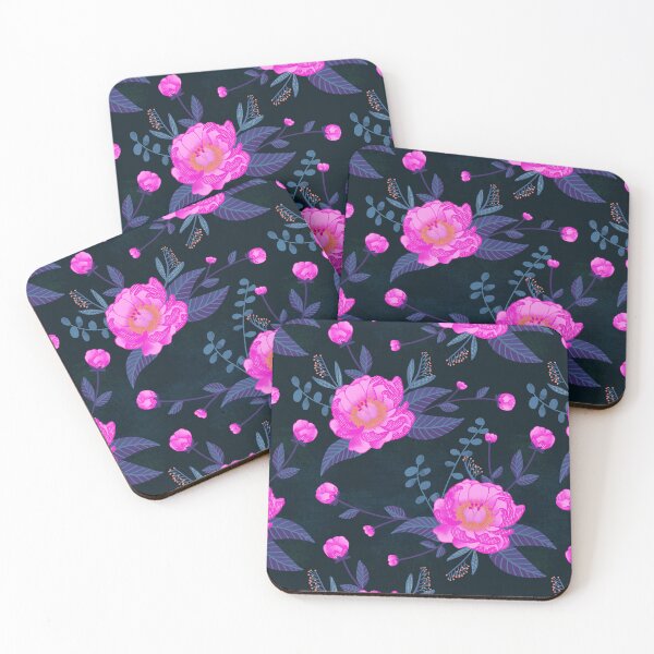 Item preview, Painted peonies dark background designed and sold by pholiumsigma_design.