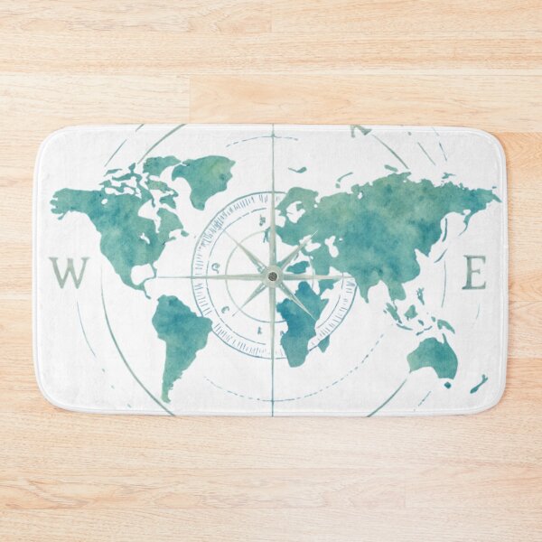 Item preview, Watercolor World Map with Compass Points – Travel & Adventure Art designed and sold by baggycatsworld.
