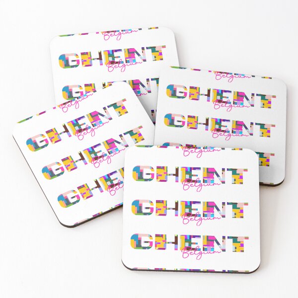 Item preview, Ghent, Belgium, Vibrant Abstract City Typography Art designed and sold by Wanderful-roads.