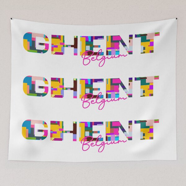 Item preview, Ghent, Belgium, Vibrant Abstract City Typography Art designed and sold by Wanderful-roads.