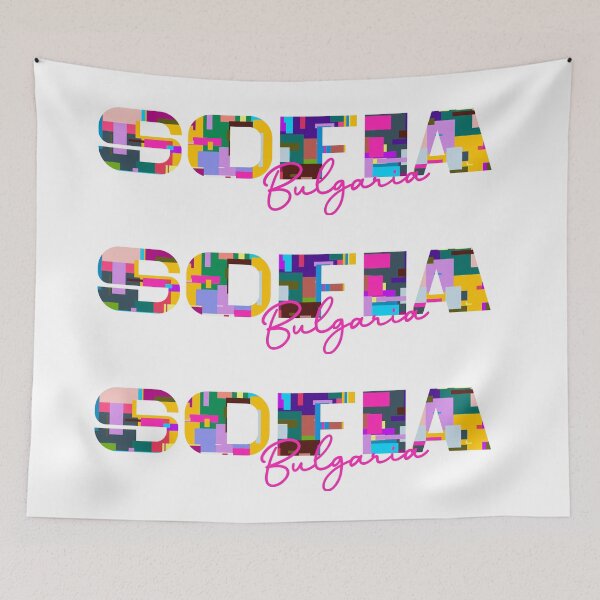 Item preview, Sofia, Bulgaria, Vibrant Abstract City Typography Art designed and sold by Wanderful-roads.