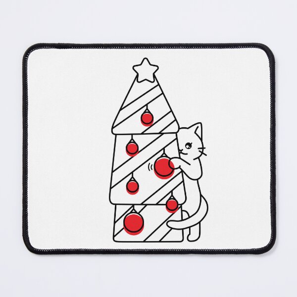 Item preview, Curious Christmas Cat & Shiny Ornaments designed and sold by line9cat.