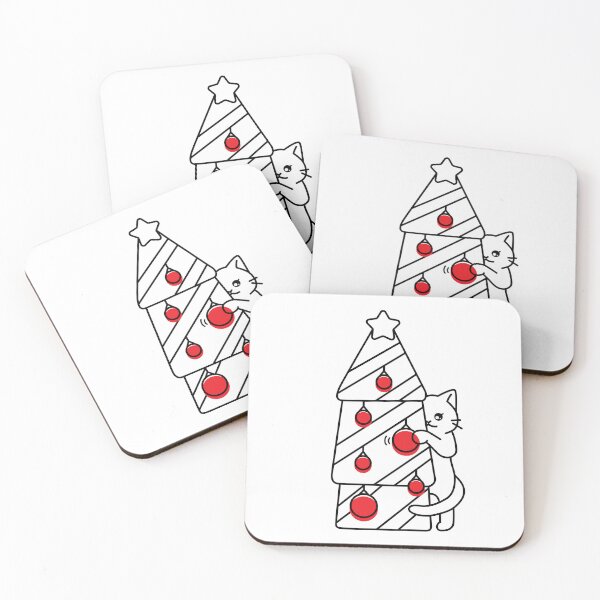 Item preview, Curious Christmas Cat & Shiny Ornaments designed and sold by line9cat.
