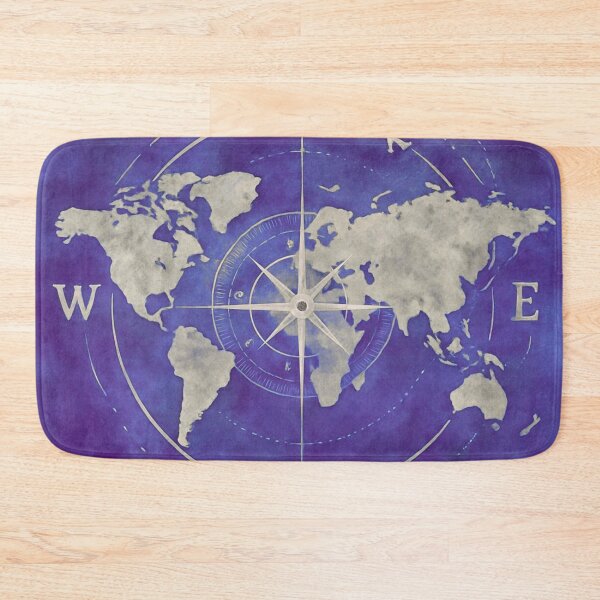 Item preview, Purple Watercolor World Map with Compass Points – Travel & Adventure Art designed and sold by baggycatsworld.