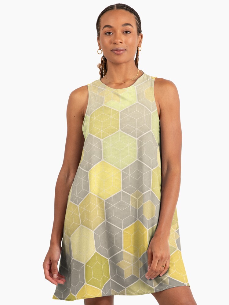 Lemon & Grey Honeycomb" A-Line Dress for Sale by micklyn | Redbubble Lemon & Grey Honeycomb" A-Line Dress for Sale by micklyn | Redbubble