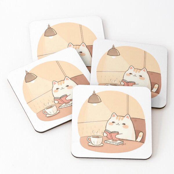 Item preview, Cozy Lamp Reading Cat – Slow Day Friends Edition designed and sold by SlowDayFriends.