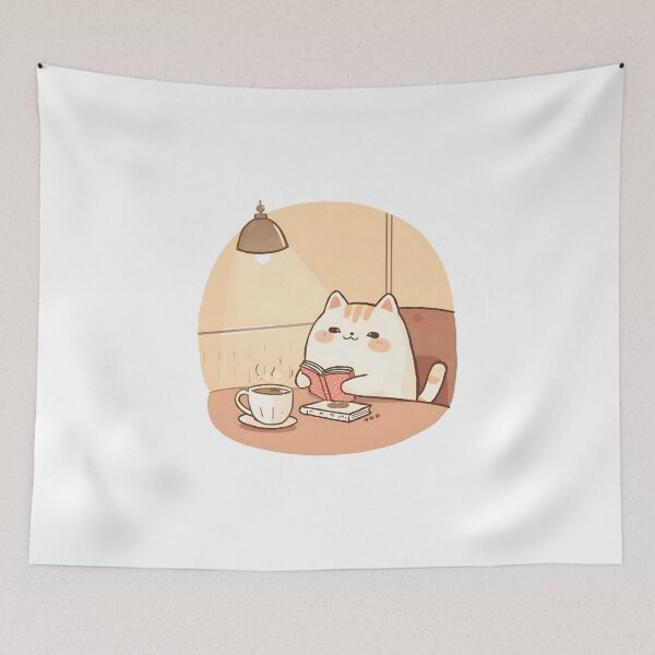 Item preview, Cozy Lamp Reading Cat – Slow Day Friends Edition designed and sold by SlowDayFriends.