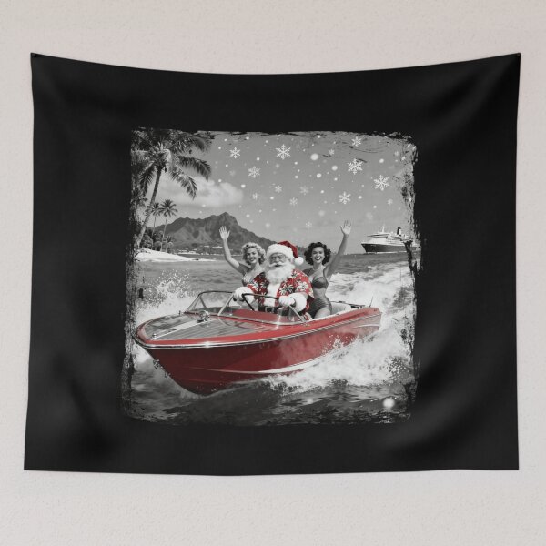 Item preview, Tropical Santa On Speedboat Holiday Vacation Beach Hawaiian Christmas designed and sold by RannaHile.