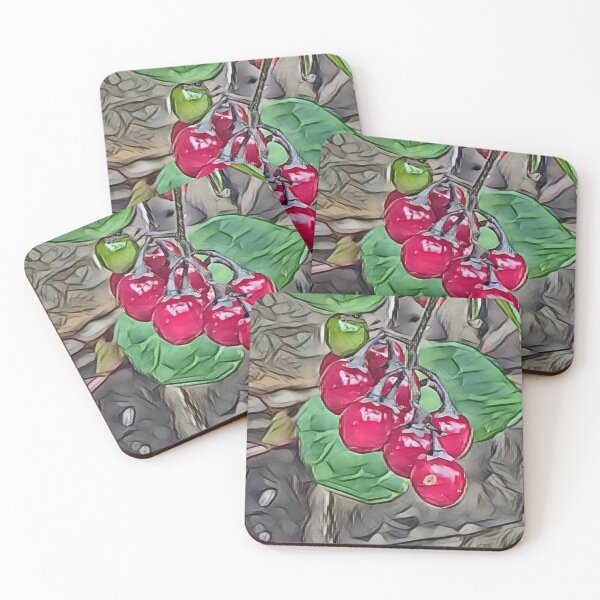 Item preview, Vibrant Red Berries with Green Leaves designed and sold by Fearless-Fox.