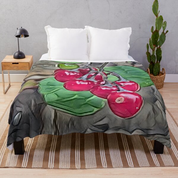 Item preview, Vibrant Red Berries with Green Leaves designed and sold by Fearless-Fox.
