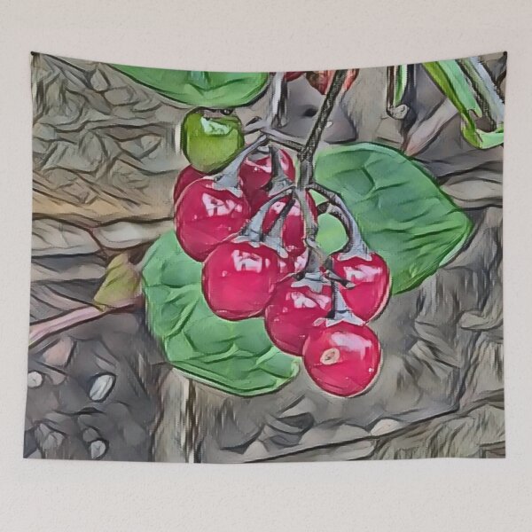 Item preview, Vibrant Red Berries with Green Leaves designed and sold by Fearless-Fox.