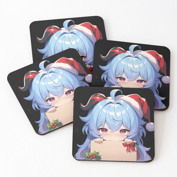 Item preview, Ganyu Genshin Impact Game Christmas Peeker Chibi Kawaii Holiday Anime Girl designed and sold by thedarvills.