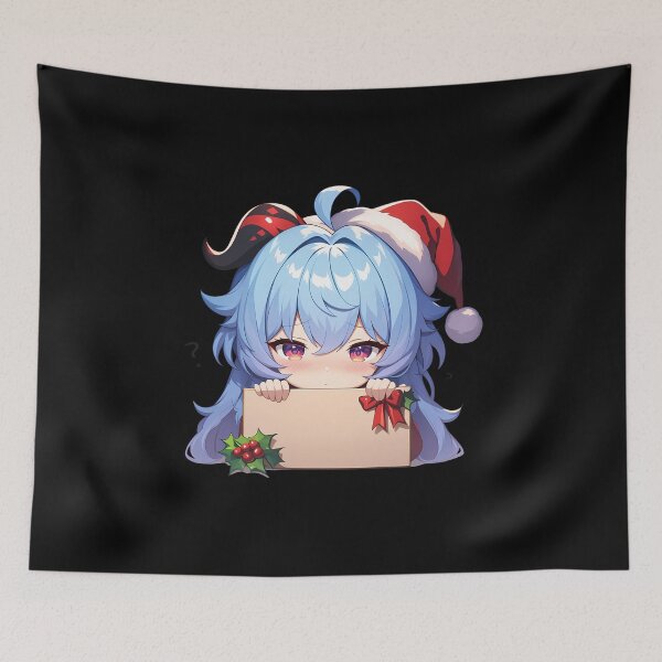 Item preview, Ganyu Genshin Impact Game Christmas Peeker Chibi Kawaii Holiday Anime Girl designed and sold by thedarvills.