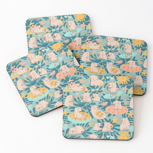 Item preview, Capybaras Summer and seaside teal designed and sold by pholiumsigma_design.