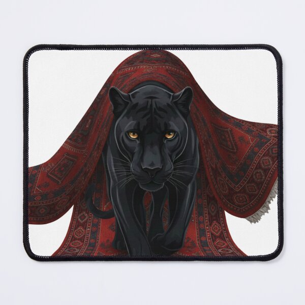 Item preview, Majestic Black Panther on Morrocan Red Rug | Regal Wild Cat Art designed and sold by designwiss.