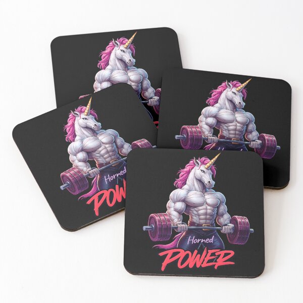 Item preview, Horned Power – Muscular Unicorn Lifting Weights designed and sold by EM&Maker.