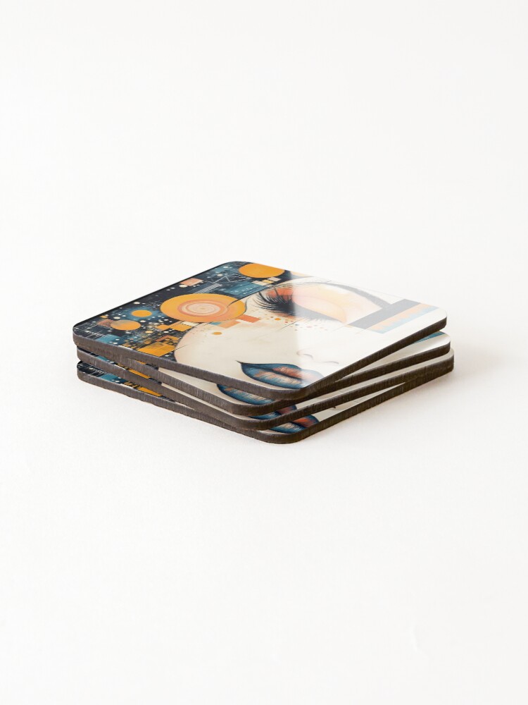 Thumbnail 4 of 5, Coasters (Set of 4), Geometric portrait designed and sold by Raphaelle83.