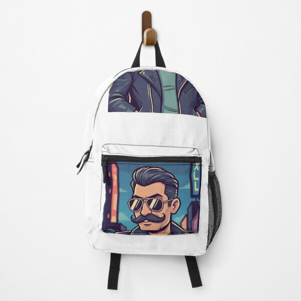 Item preview, Cool Retro Man with Mustache & Sunglasses | Biker Style Cartoon designed and sold by Raju2018.