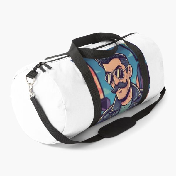 Item preview, Cool Retro Man with Mustache & Sunglasses | Biker Style Cartoon designed and sold by Raju2018.