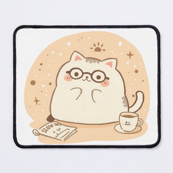 Item preview, Cozy Café Cat With Round Glasses – Slow Day Friends Aesthetic designed and sold by SlowDayFriends.