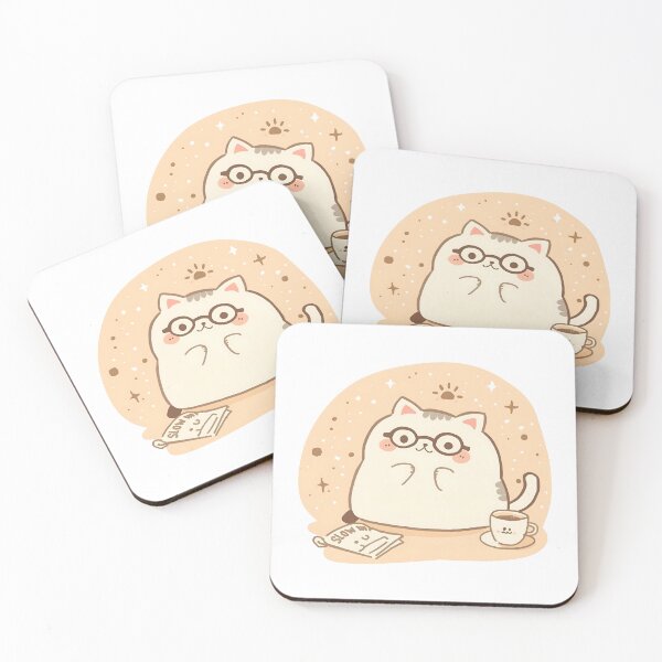Item preview, Cozy Café Cat With Round Glasses – Slow Day Friends Aesthetic designed and sold by SlowDayFriends.