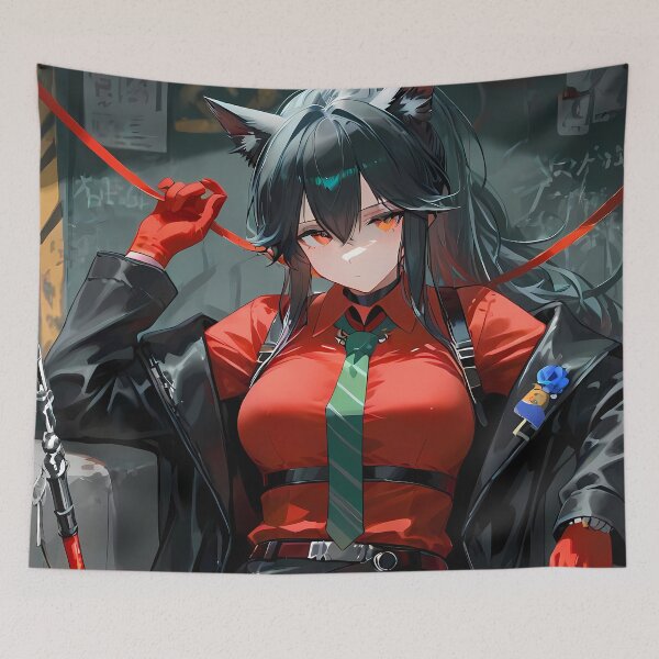 Item preview, Prelude Texas Arknights Game Girl Black Outfit Red Ribbon Mood designed and sold by thedarvills.