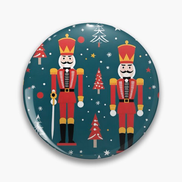 Item preview, Nutcracker Christmas print patter with festive soldiers, on various gift and Christmas card options  designed and sold by cheekylorns.