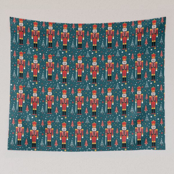 Item preview, Nutcracker Christmas print patter with festive soldiers, on various gift and Christmas card options  designed and sold by cheekylorns.