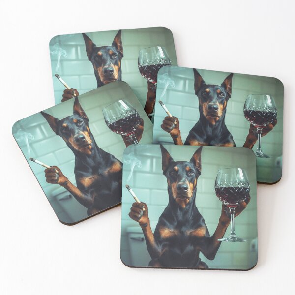 Item preview, Classy Doberman Drinking Wine On Toilet designed and sold by vk09.