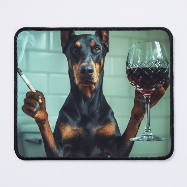 Item preview, Classy Doberman Drinking Wine On Toilet designed and sold by vk09.