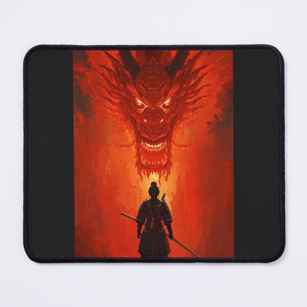 Item preview, Female samurai facing fierce dragon designed and sold by OniBladeStudio.