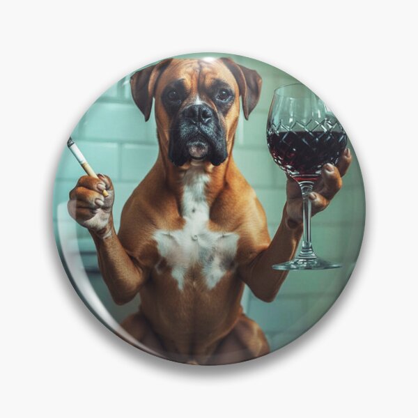 Item preview, Classy Boxer Dog Drinking Wine On Toilet designed and sold by vk09.