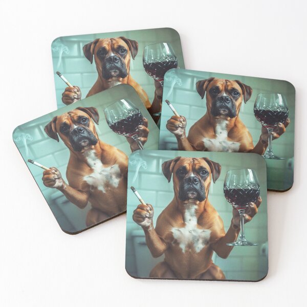Item preview, Classy Boxer Dog Drinking Wine On Toilet designed and sold by vk09.