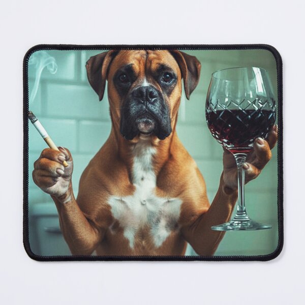 Item preview, Classy Boxer Dog Drinking Wine On Toilet designed and sold by vk09.