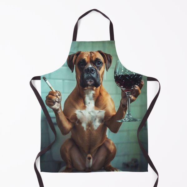 Item preview, Classy Boxer Dog Drinking Wine On Toilet designed and sold by vk09.